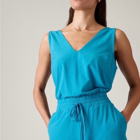 Athleta Avenue Sleeveless Jumpsuit Color Pacific Size Medium Petite - Picture 7 of 16